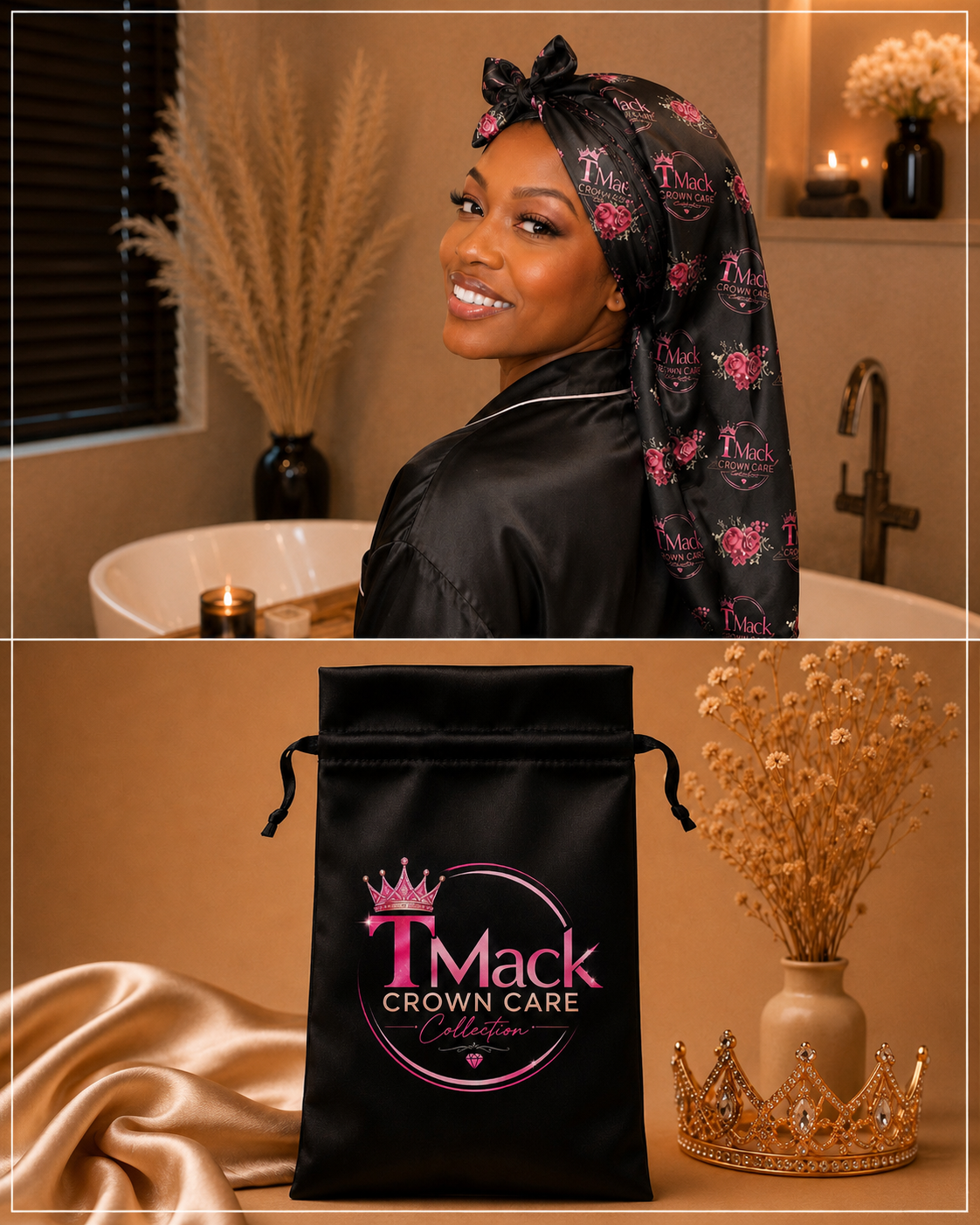 TMack Crown Care Large Women’s Satin Bonnet