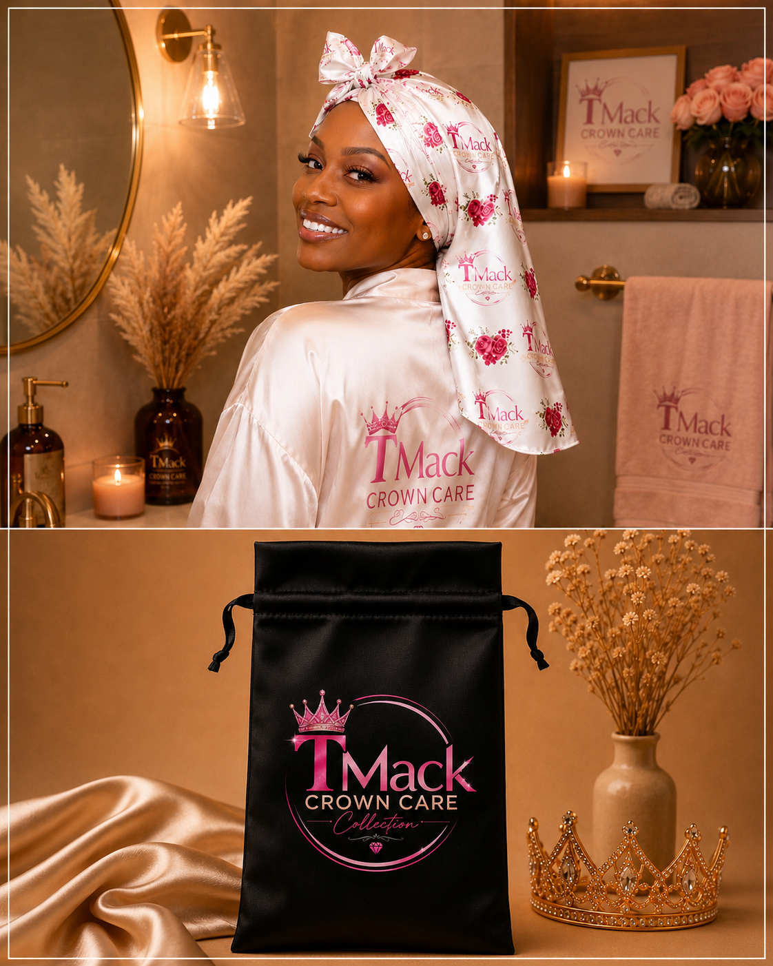 TMack Crown Care Large Women’s Satin Bonnet