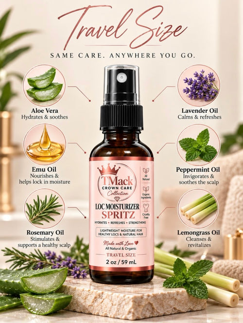 TMack Crown Care Collection – Travel Size Loc Moisturizer Spritz (2 oz)