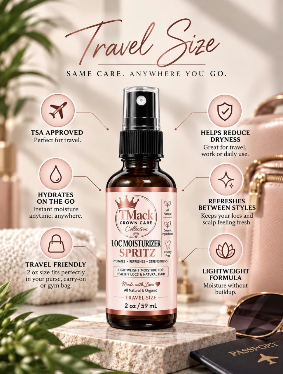 TMack Crown Care Collection – Travel Size Loc Moisturizer Spritz (2 oz)